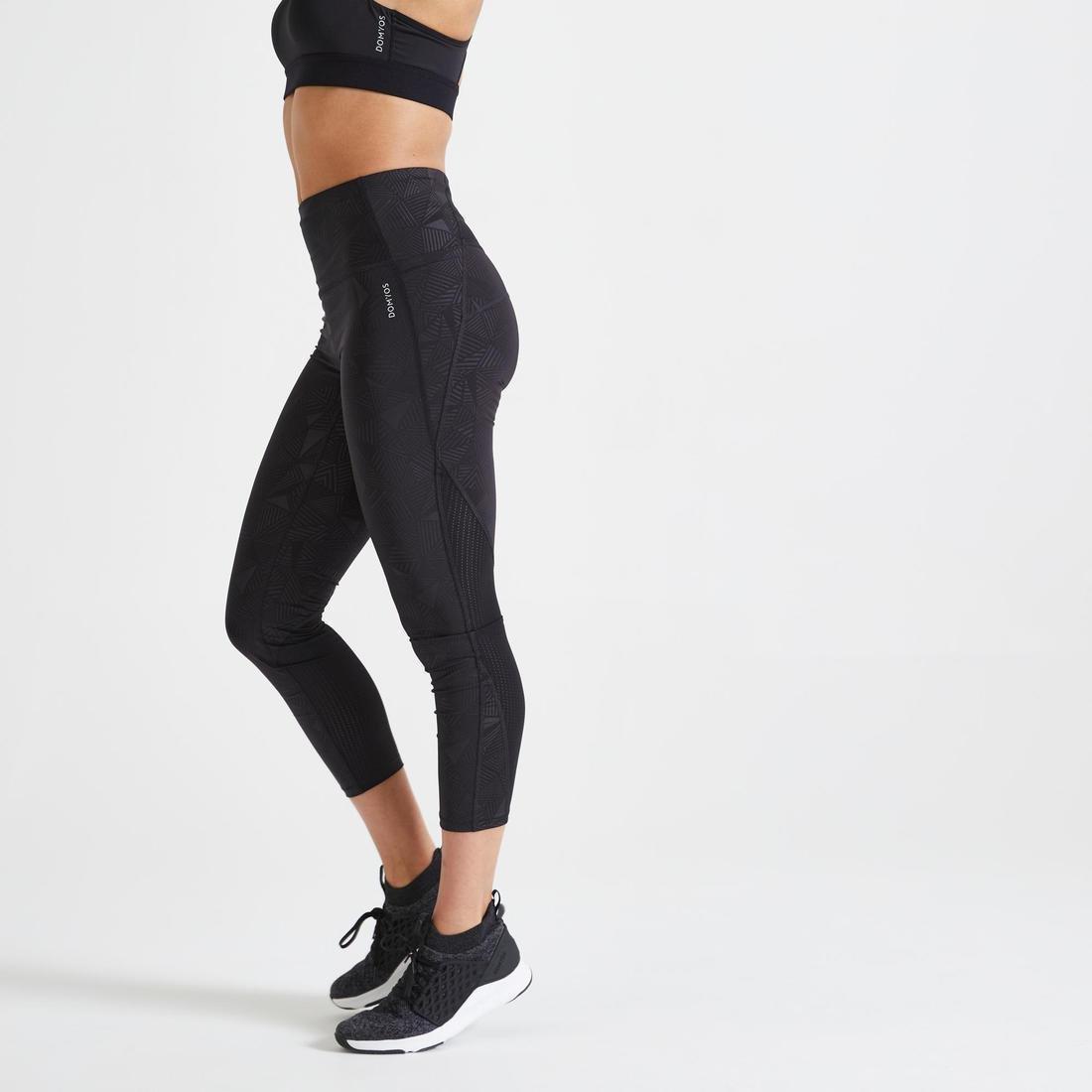 Fitness High-Waisted Shaping Cropped Leggings, Black, No Color, large image number 5