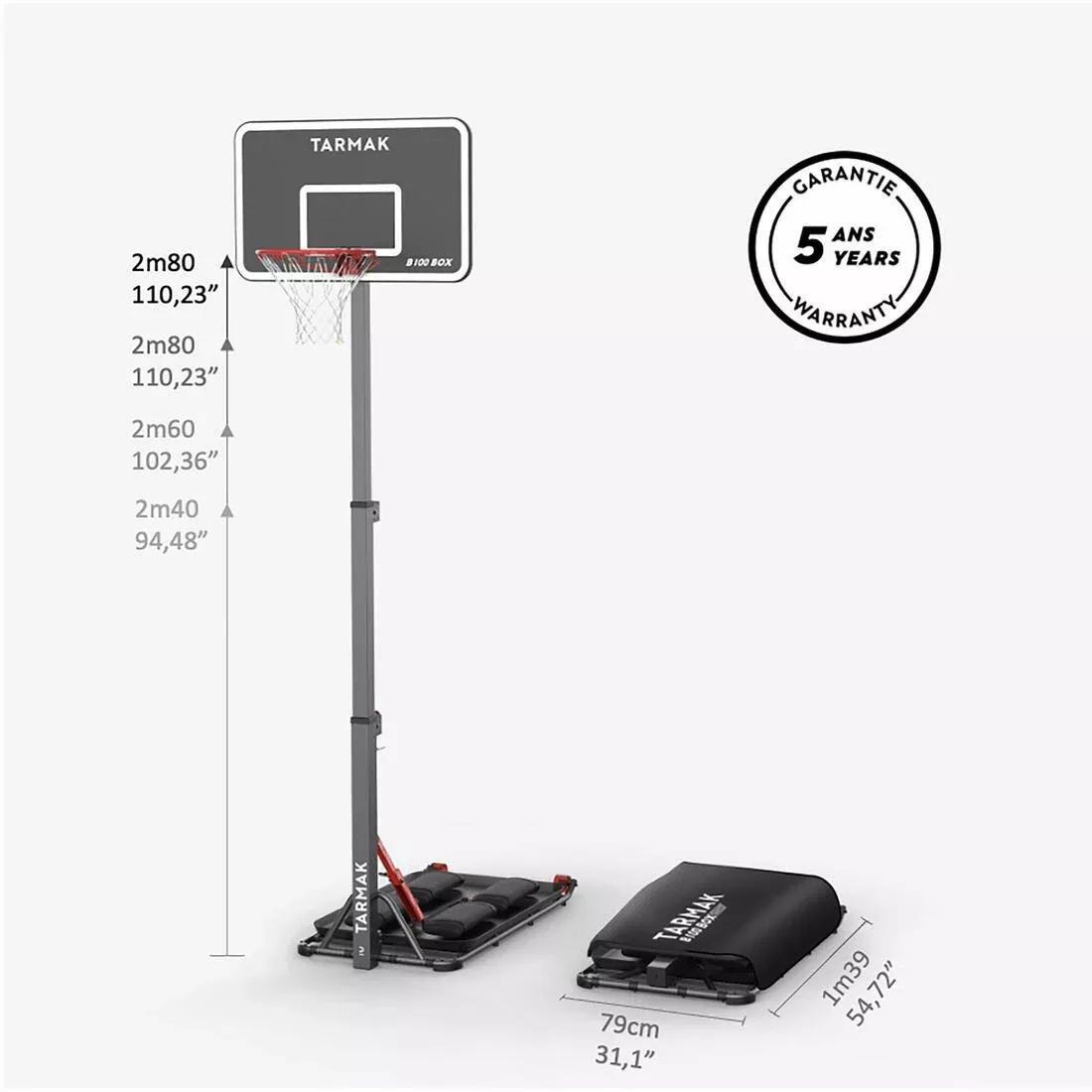 Folding Basketball Hoop - Adjustable Up To 3.05m In Black/White, No Color, large image number 1