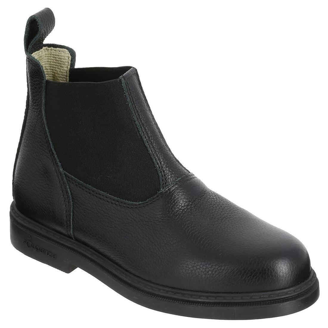 Kids Horse Riding Classic Leather Jodhpur Boots, Black, , large image number 0