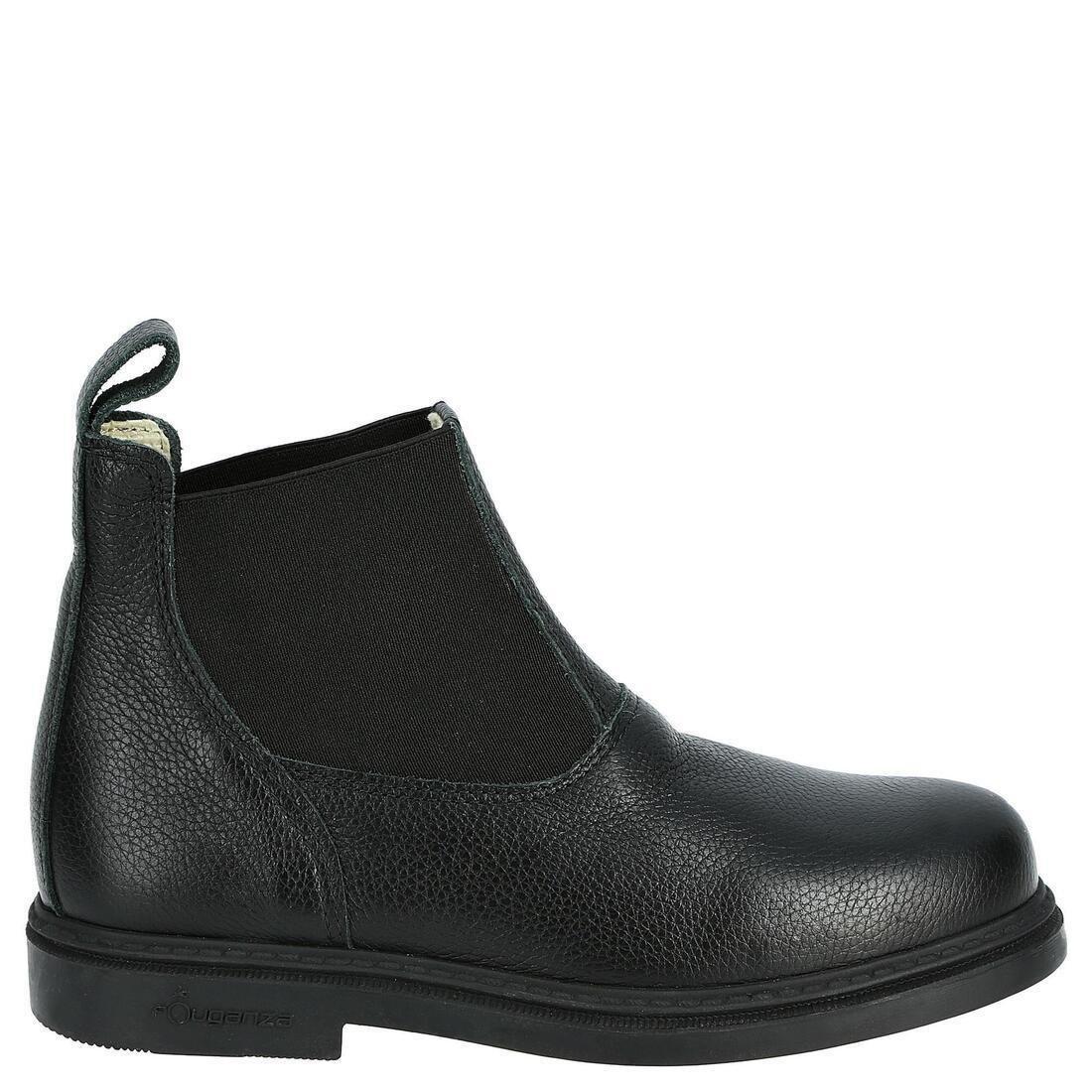 Kids Horse Riding Classic Leather Jodhpur Boots, Black, , large image number 1