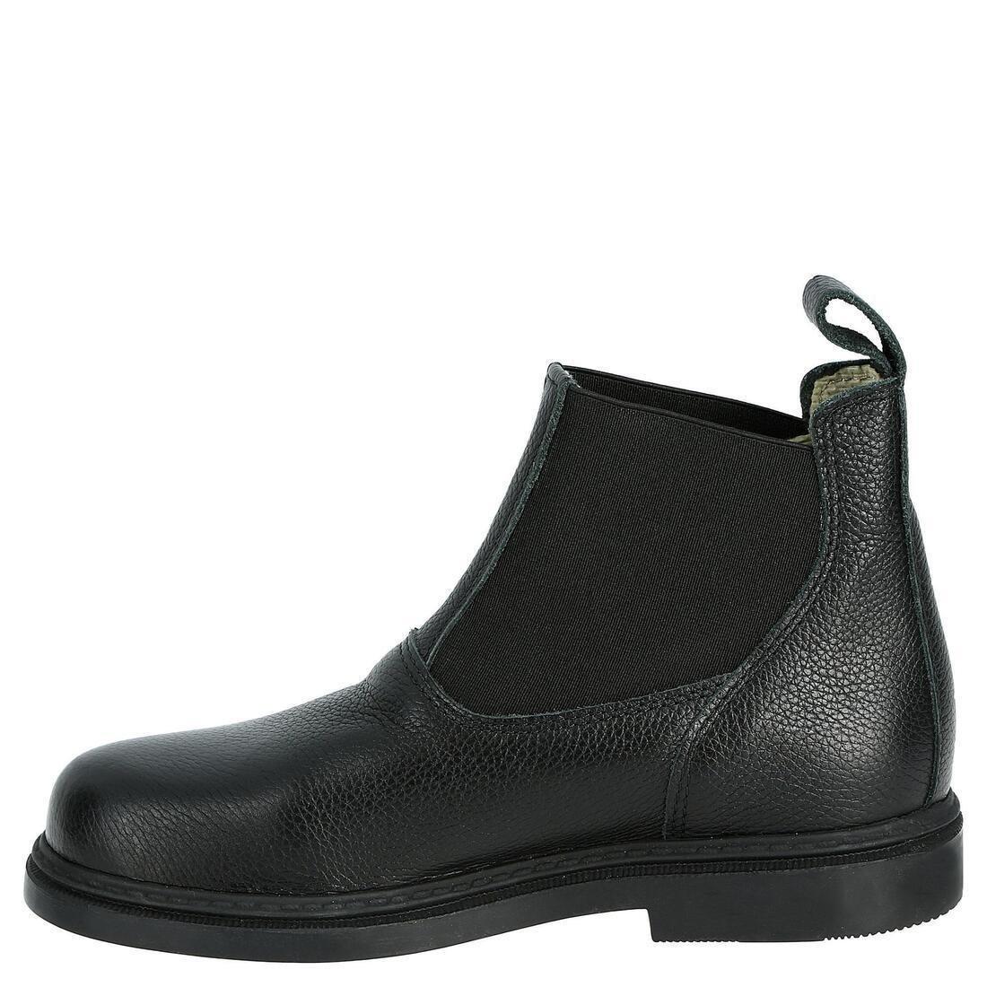 Kids Horse Riding Classic Leather Jodhpur Boots, Black, , large image number 2