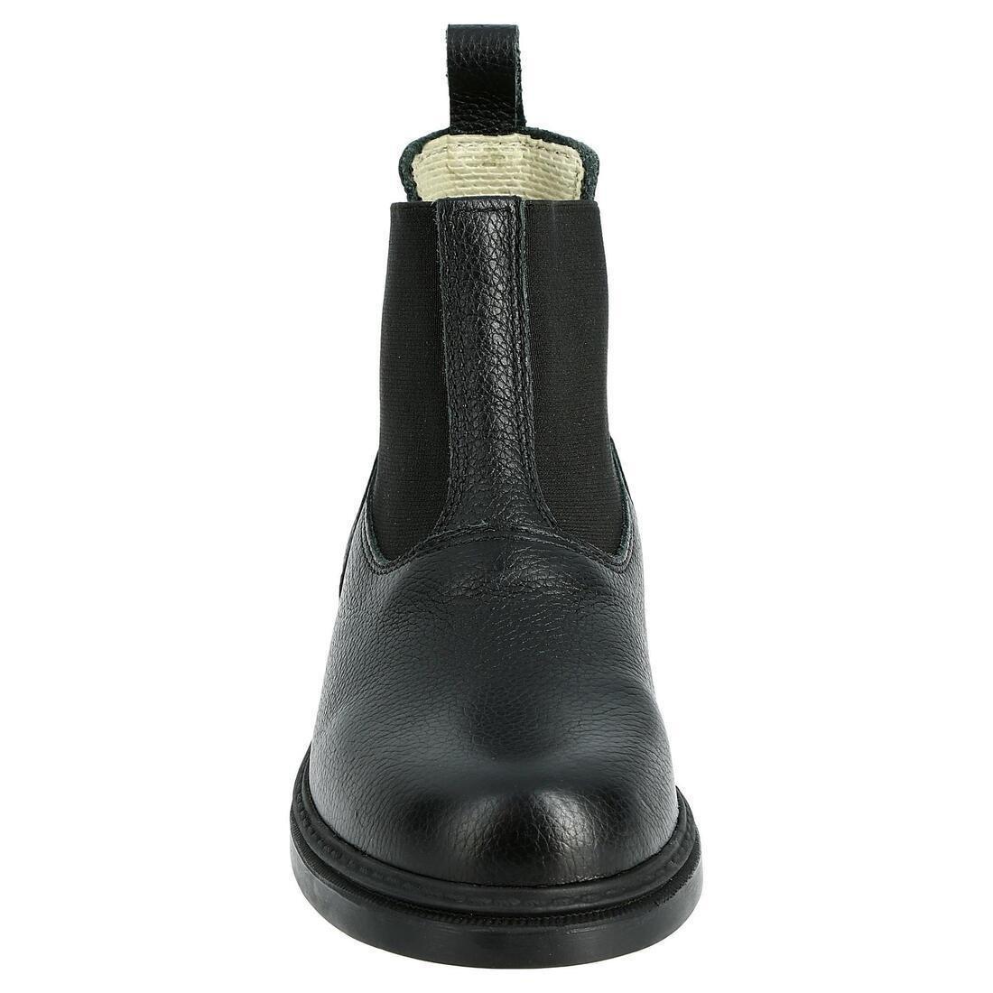 Kids Horse Riding Classic Leather Jodhpur Boots, Black, , large image number 3