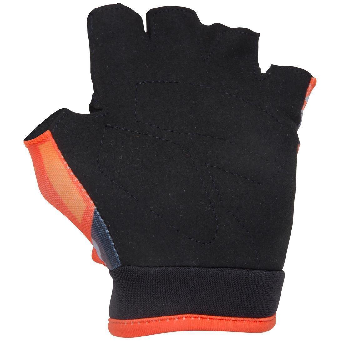 Kids' Fingerless Cycling Gloves, Princess, Orange, , large image number 1