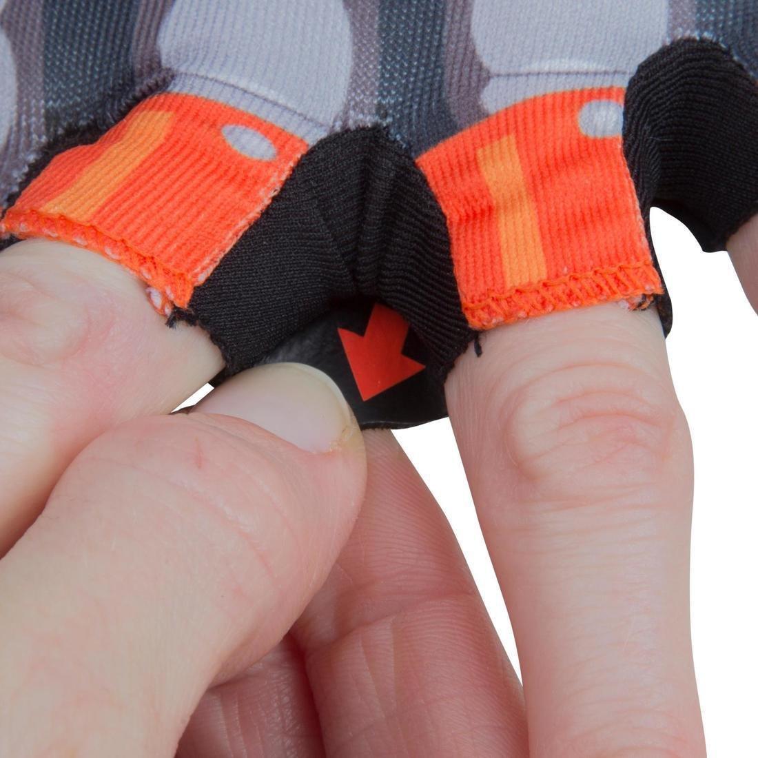 Kids' Fingerless Cycling Gloves, Princess, Orange, , large image number 3