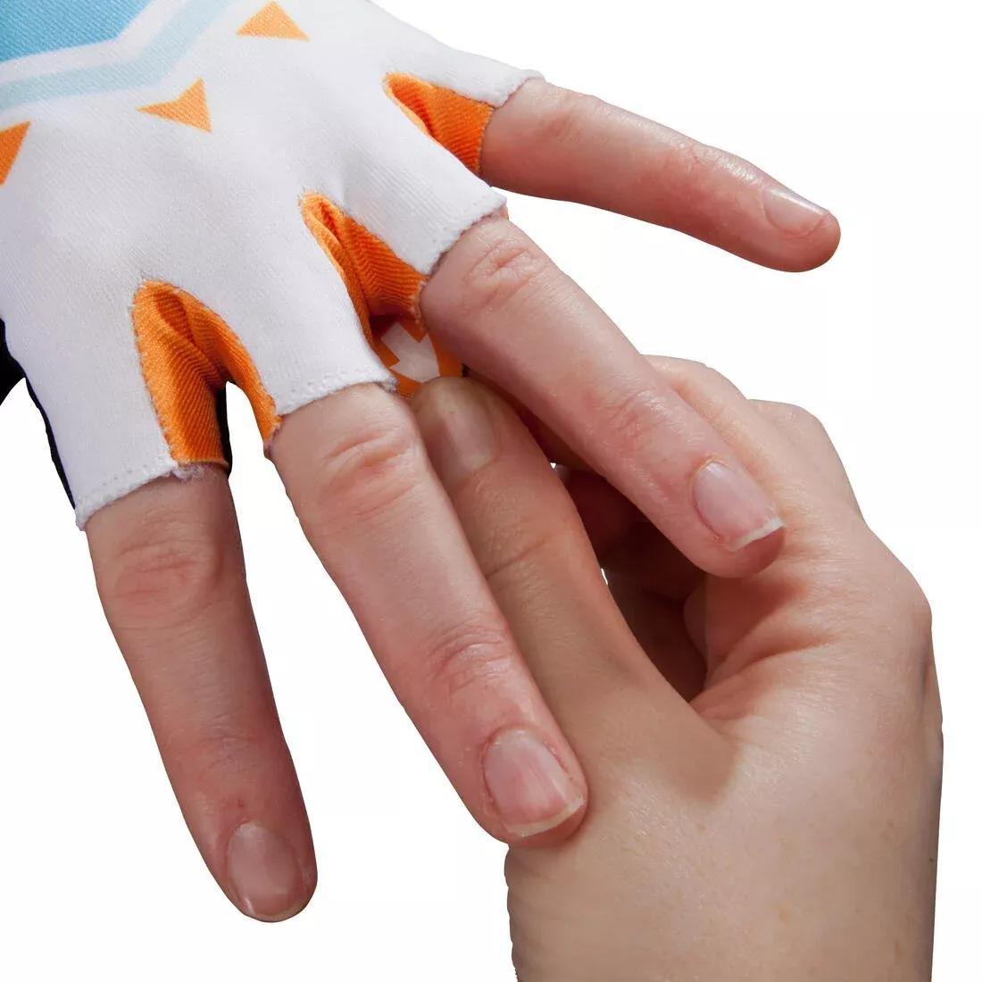 Kids' Fingerless Cycling Gloves, Princess, Orange, No Color, large image number 7