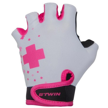 BTWIN - Kids' Fingerless Cycling Gloves, Princess, Blush Pink