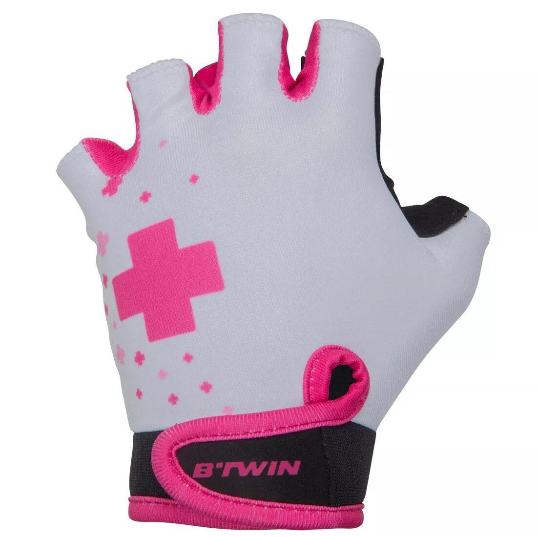 Kids' Fingerless Cycling Gloves, Princess, Blush Pink, , large image number 1