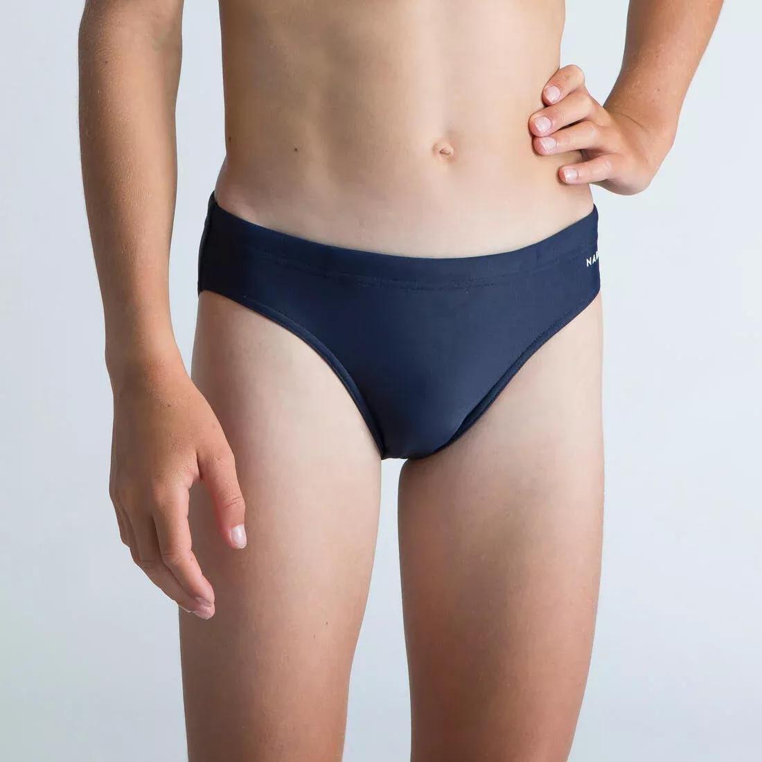 NAVY BLUE Boys' Swimming Swim Trunks 100 Basic - Navy Blue, No Color, large image number 0