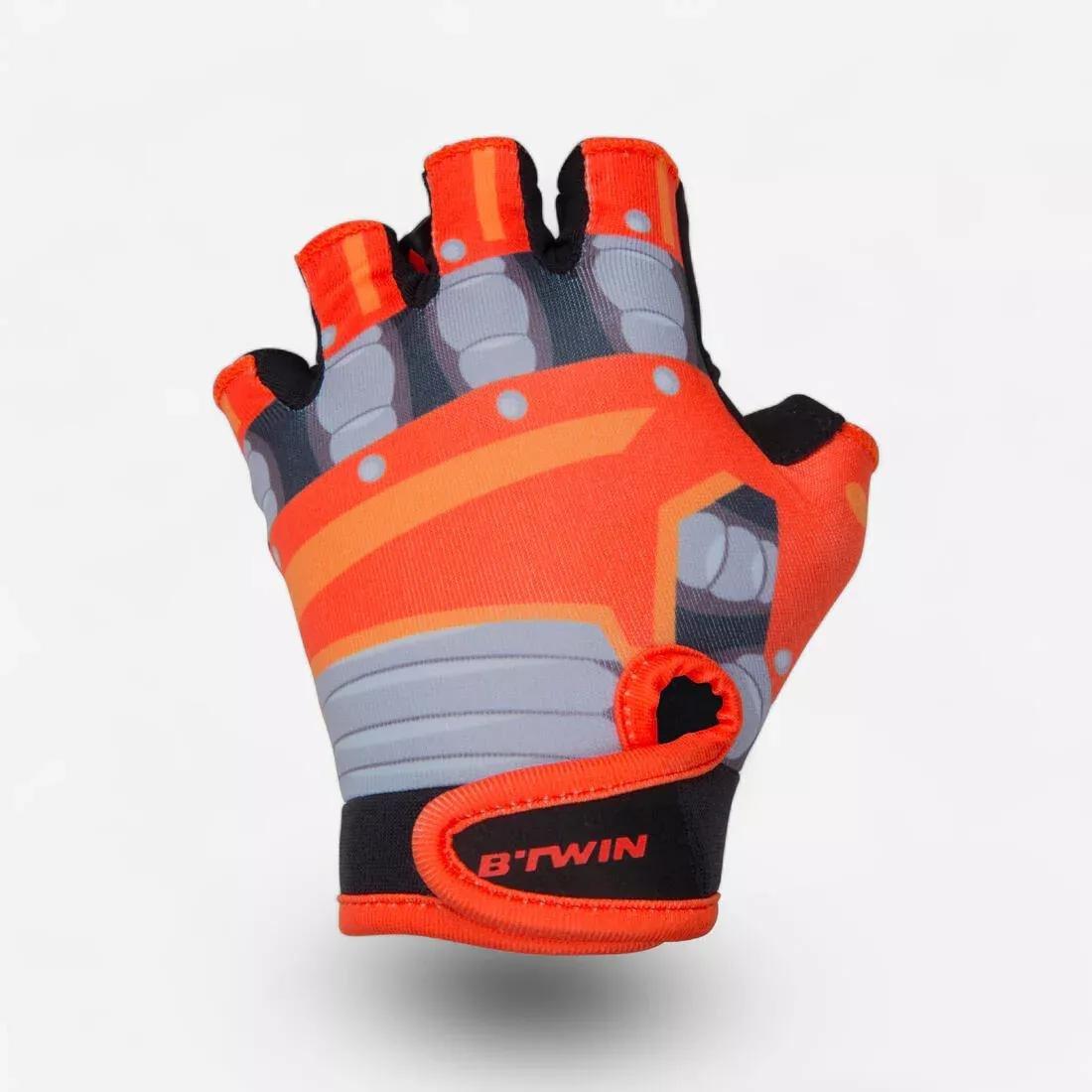 Kids Fingerless Cycling Gloves - Robot, Blue, No Color, medium