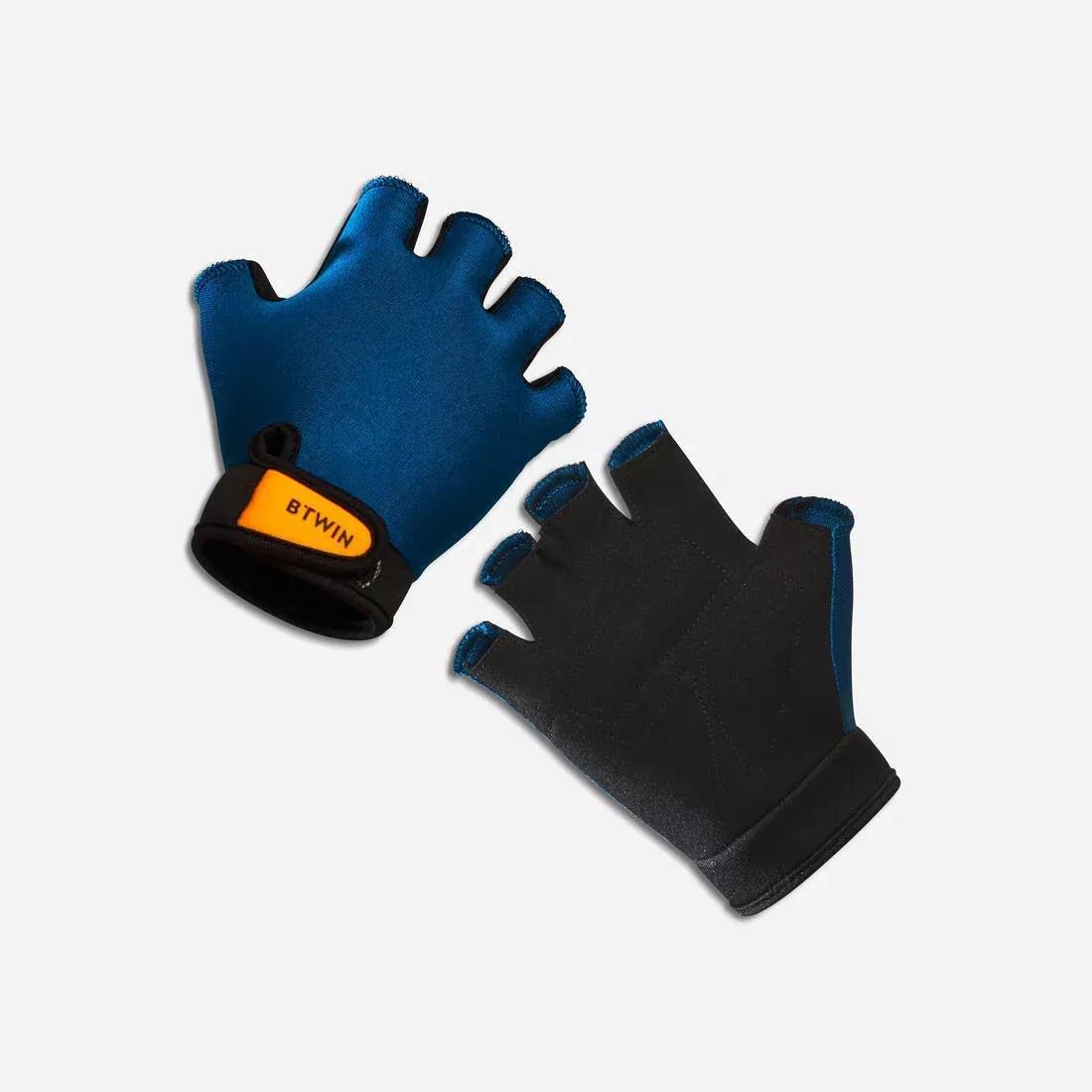 Kids Fingerless Cycling Gloves - Robot, Blue, No Color, medium