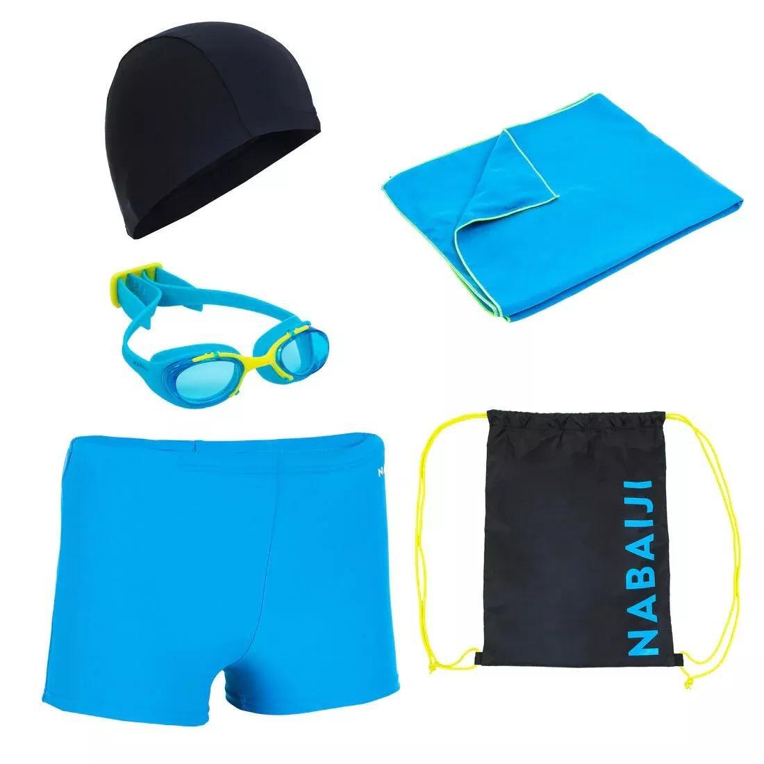 100 Swim Shorts - Boys - Cyan, Snow white - Nabaiji - Decathlon