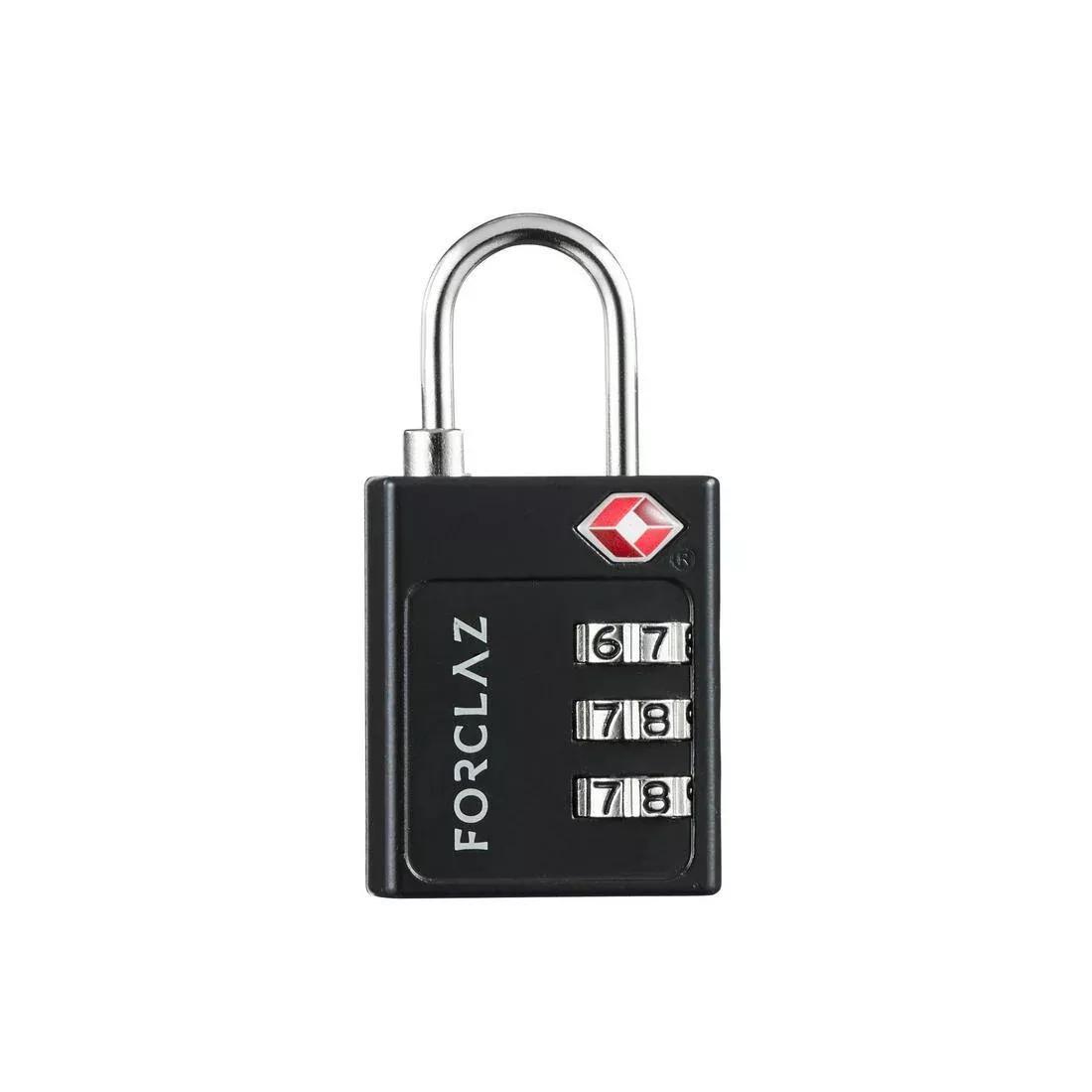 Trekking Code Pad Lock Forclaz Travel Tsa, Black, No Color, large image number 1