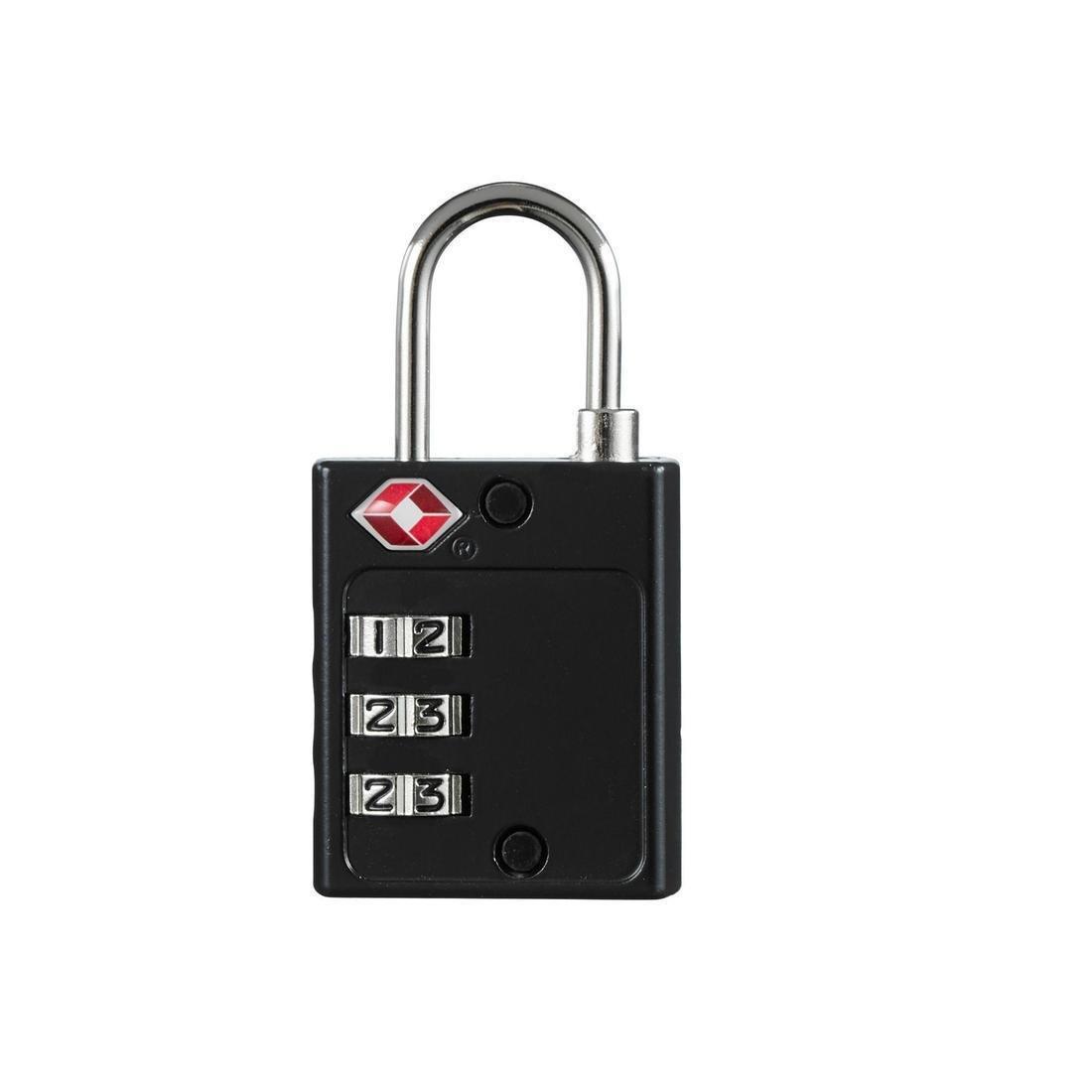 Trekking Code Pad Lock Forclaz Travel Tsa, Black, No Color, large image number 6