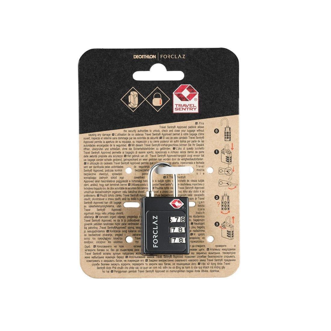 Trekking Code Pad Lock Forclaz Travel Tsa, Black, No Color, large image number 9