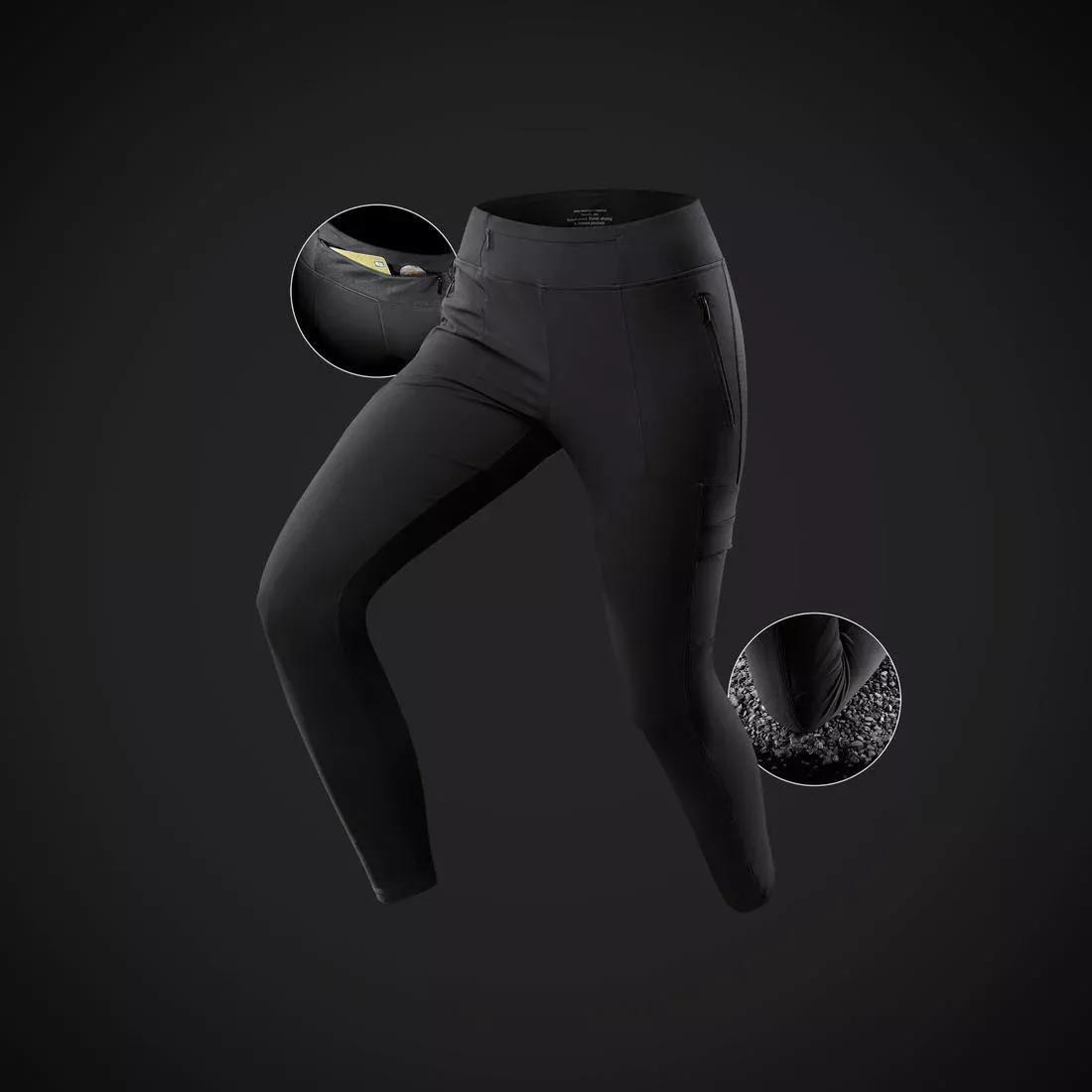 BLACK Women's Travel Trekking Reinforced & Multi-Pocket Leggings | TRAVEL 500, No Color, large image number 9