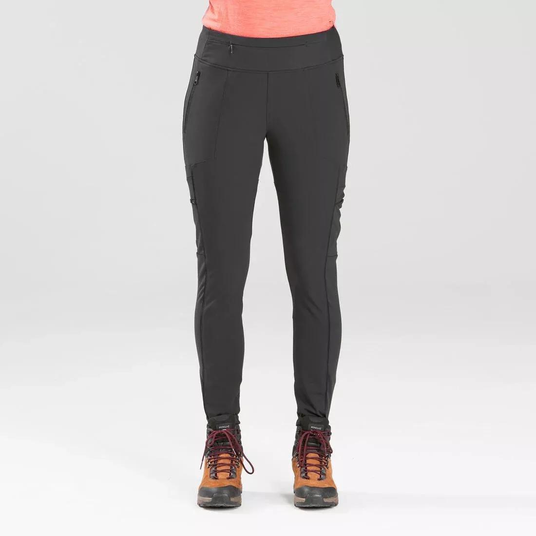 BLACK Women's Travel Trekking Reinforced & Multi-Pocket Leggings | TRAVEL 500, No Color, large image number 10