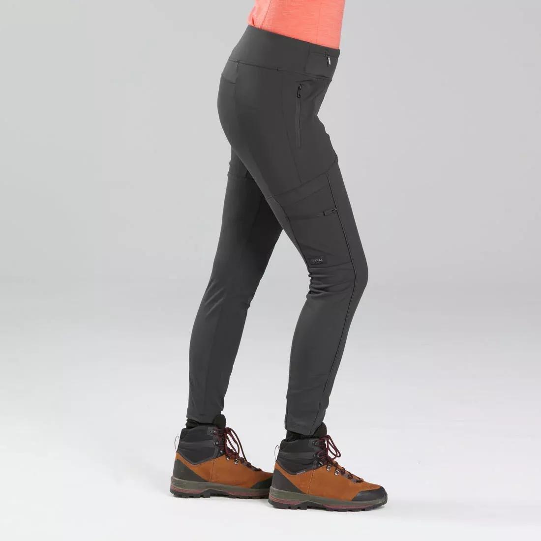 BLACK Women's Travel Trekking Reinforced & Multi-Pocket Leggings | TRAVEL 500, No Color, large image number 11