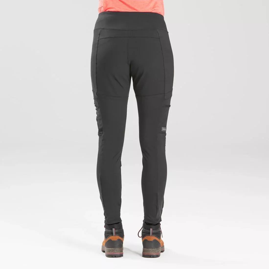 BLACK Women's Travel Trekking Reinforced & Multi-Pocket Leggings | TRAVEL 500, No Color, large image number 12