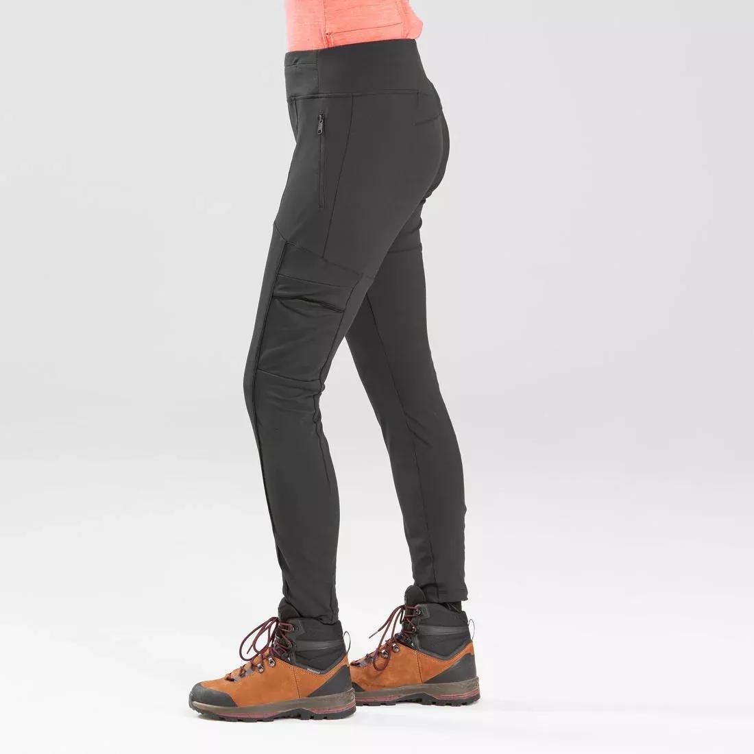 BLACK Women's Travel Trekking Reinforced & Multi-Pocket Leggings | TRAVEL 500, No Color, large image number 13
