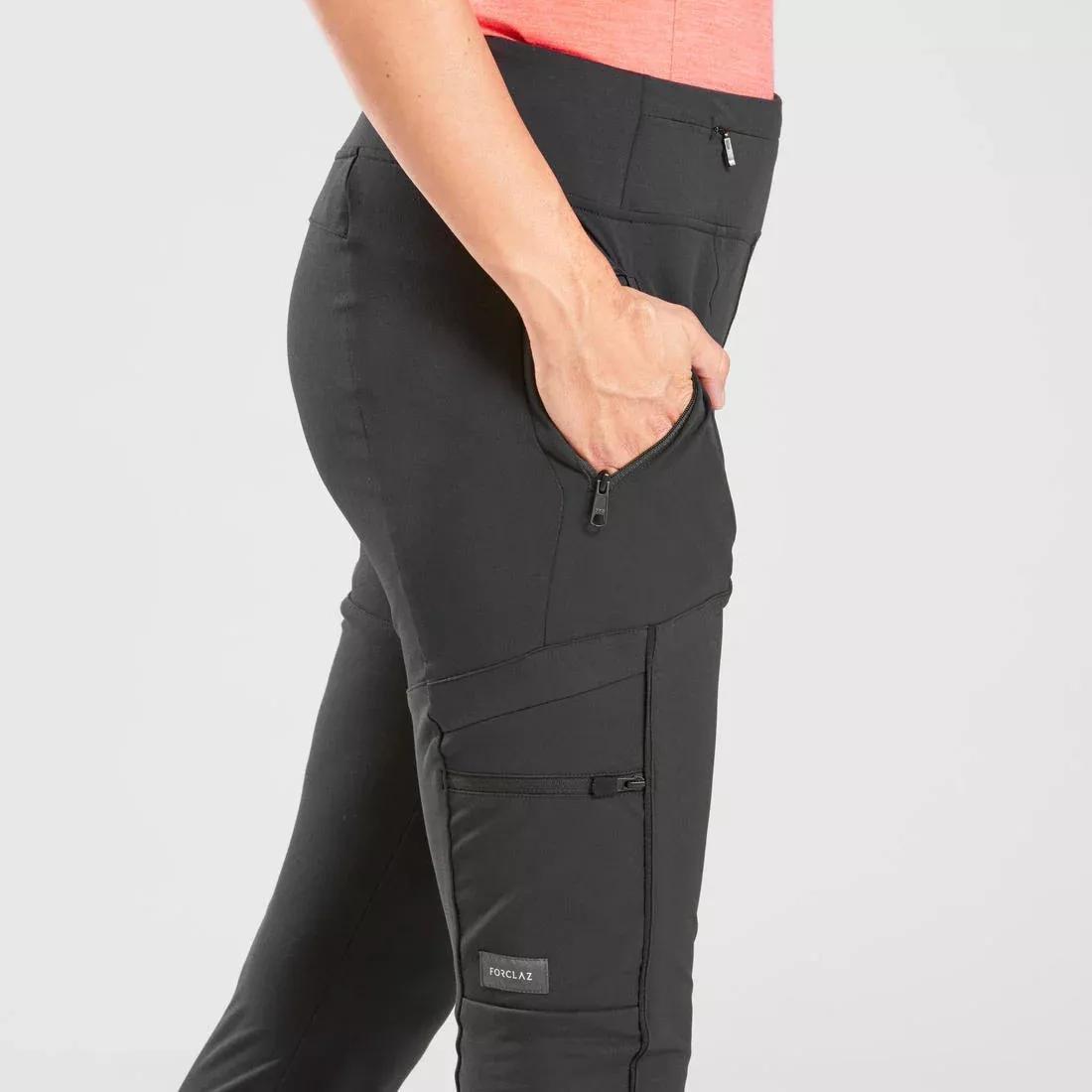 BLACK Women's Travel Trekking Reinforced & Multi-Pocket Leggings | TRAVEL 500, No Color, large image number 14
