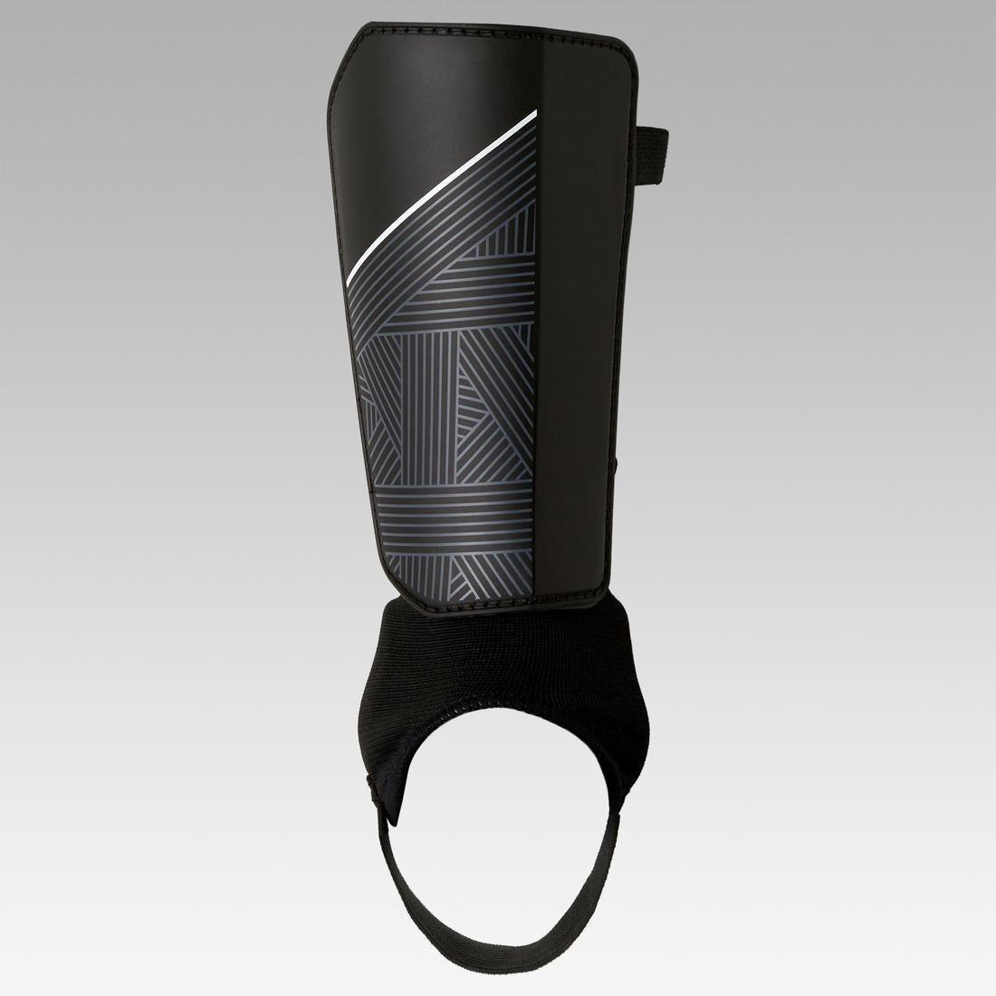 F140 Adult Football Shin Pads (Detachable Ankle Pad), Black, No Color, large image number 2