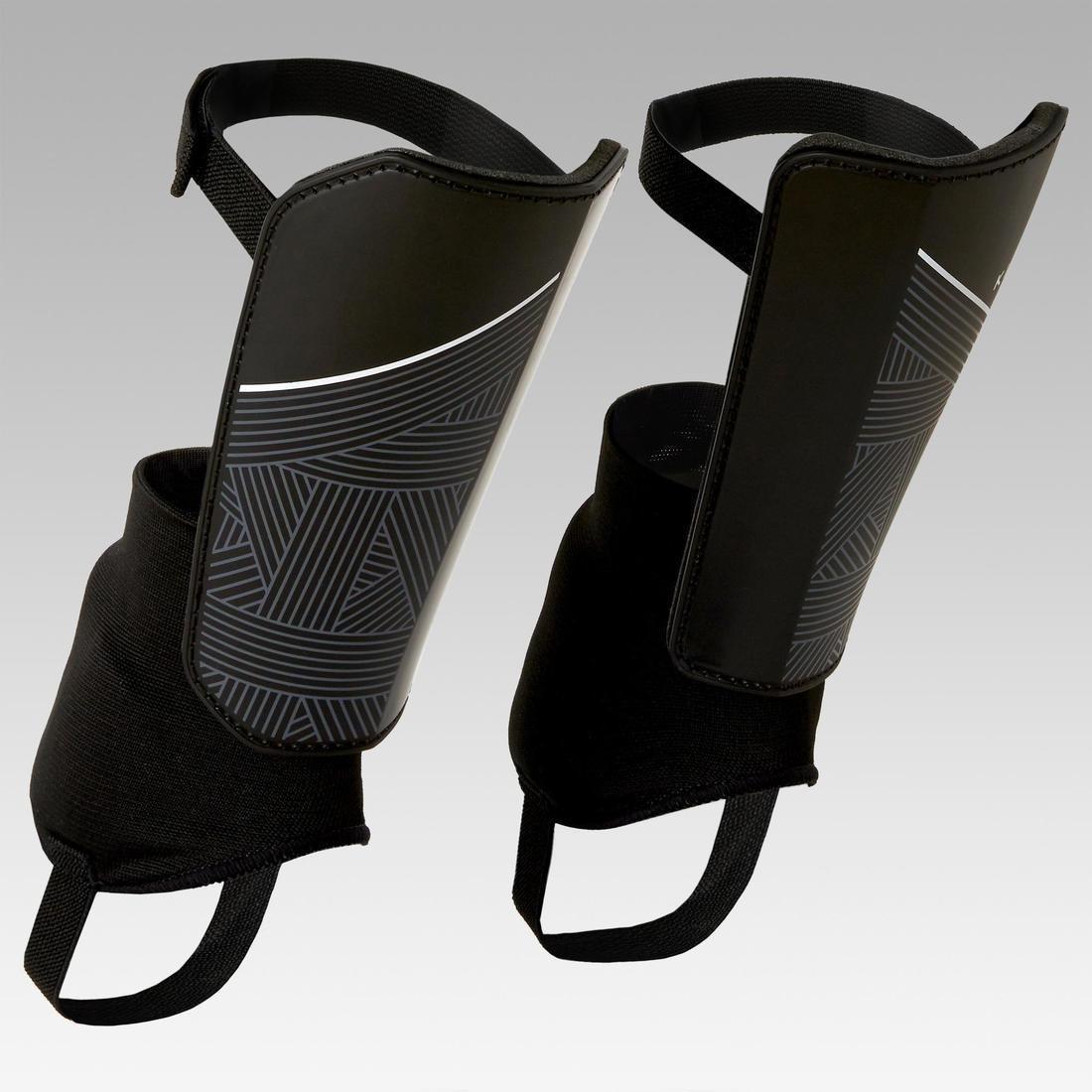 F140 Adult Football Shin Pads (Detachable Ankle Pad), Black, No Color, large image number 8