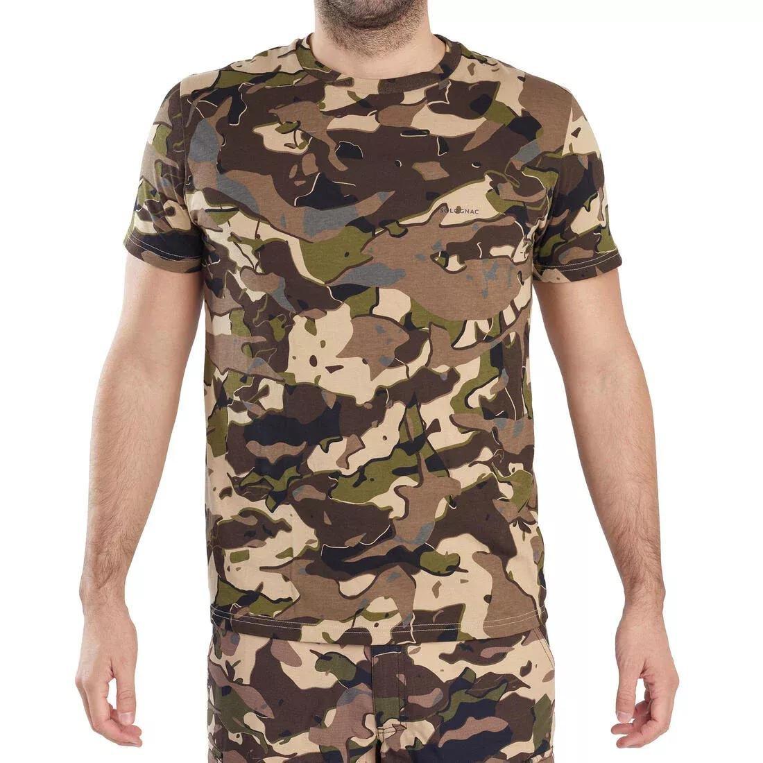 SOLOGNAC--T-SHIRT MC SG100 CAM O WD V1 BROWN, , medium