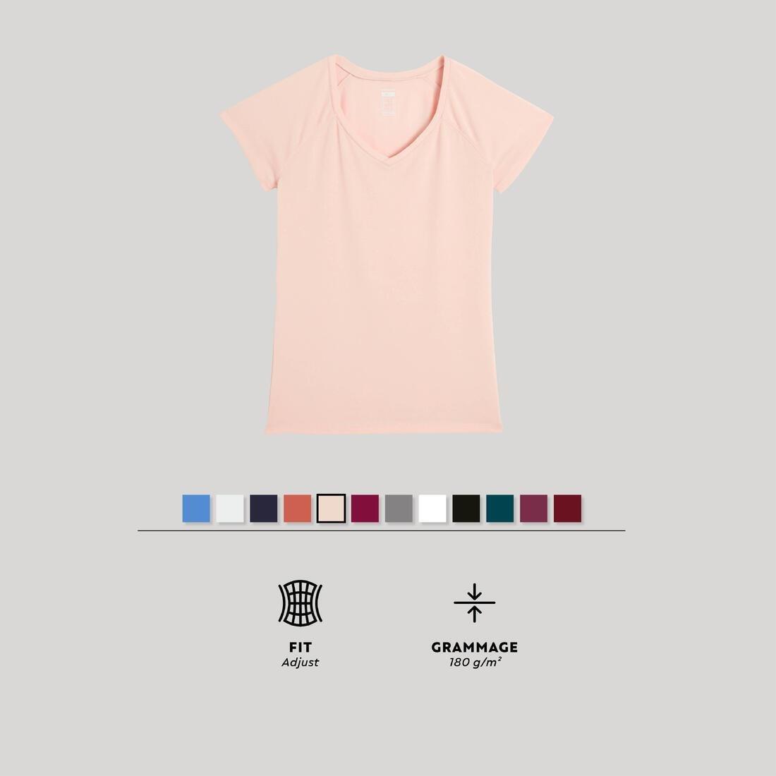 Women Slim Fit Stretch Cotton Fitness T-Shirt, Grey, No Color, large image number 1