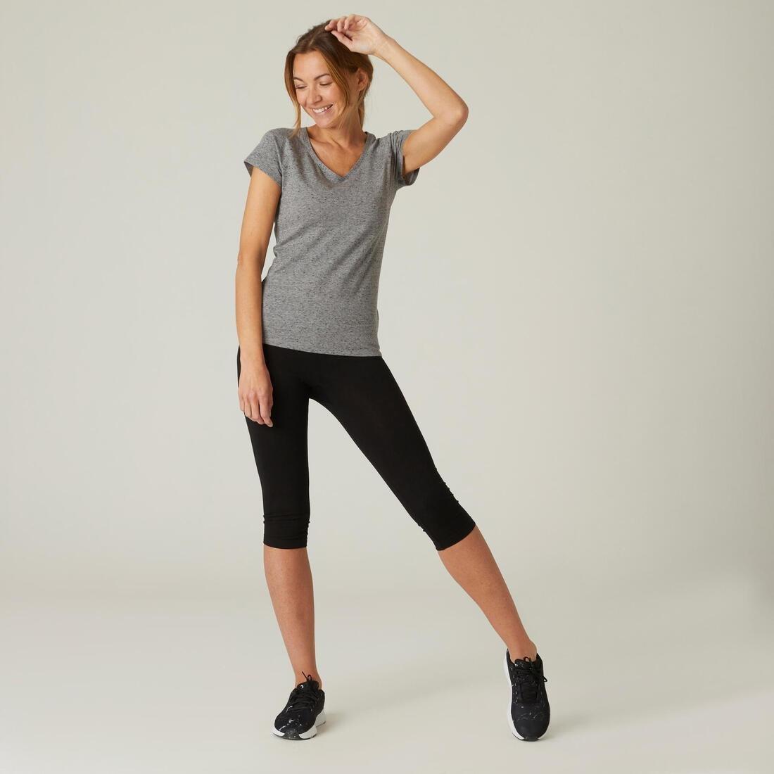 Women Slim Fit Stretch Cotton Fitness T-Shirt, Grey, No Color, large image number 8