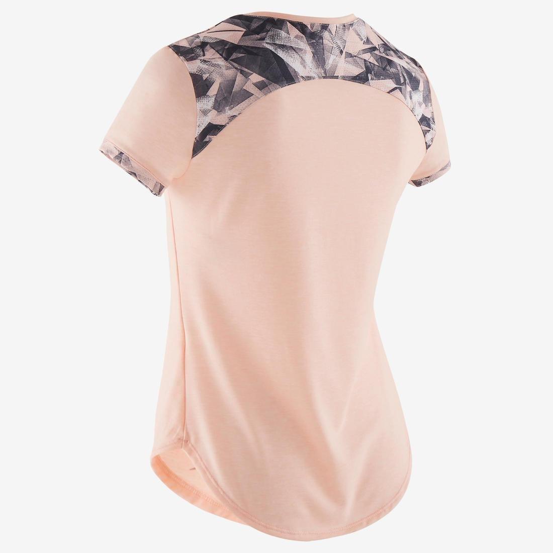 DOMYOS - Girls Breathable Short-Sleeved Gym T-Shirt500, Fluo Peach