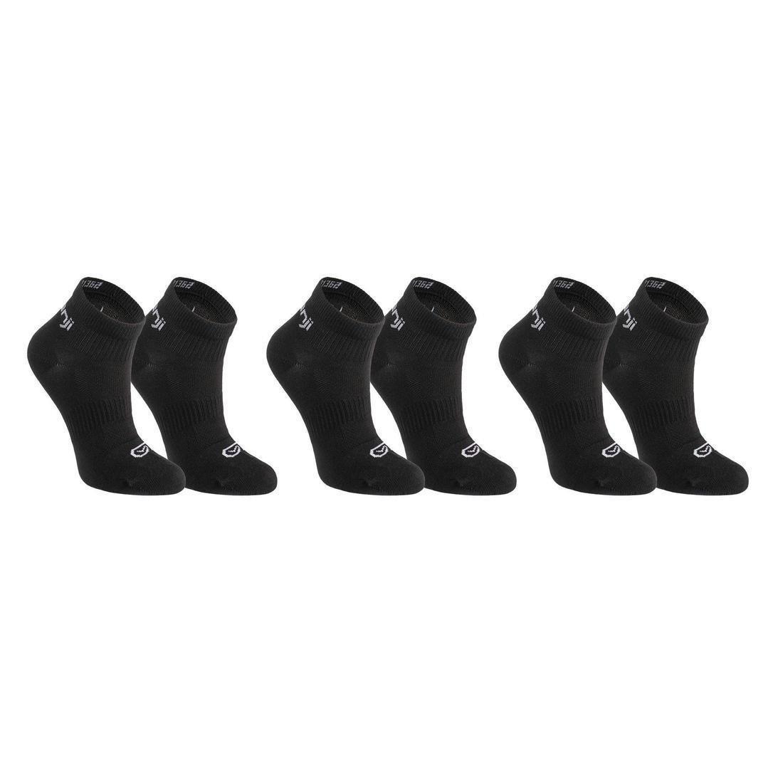 KIPRUN - Kids' Athletics Low Socks 3-Pack, Black