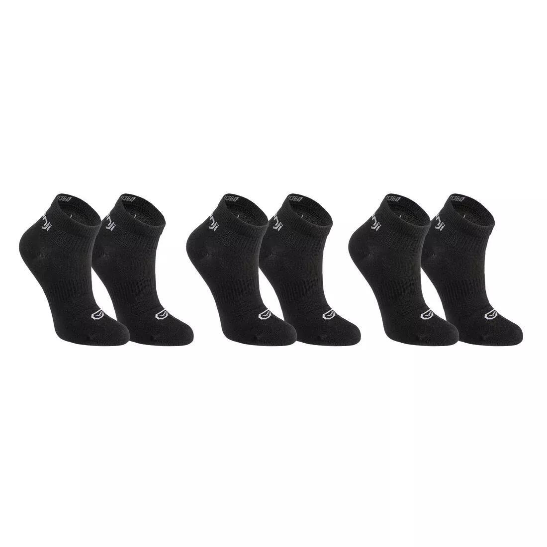 KIPRUN - Kids' Athletics Low Socks 3-Pack, Black