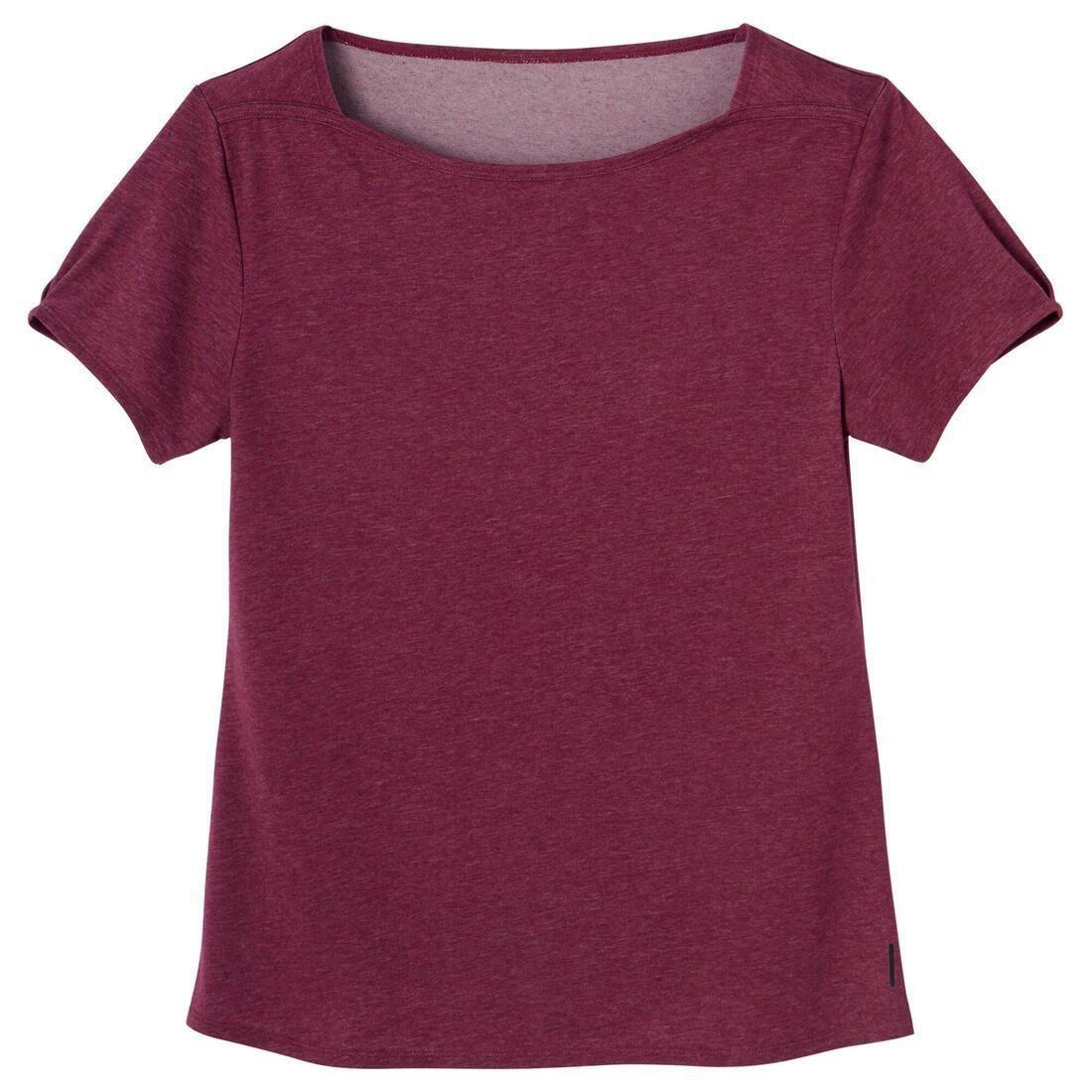 Boat Neck Stretch Cotton Fitness T-Shirt, Black, , large image number 6