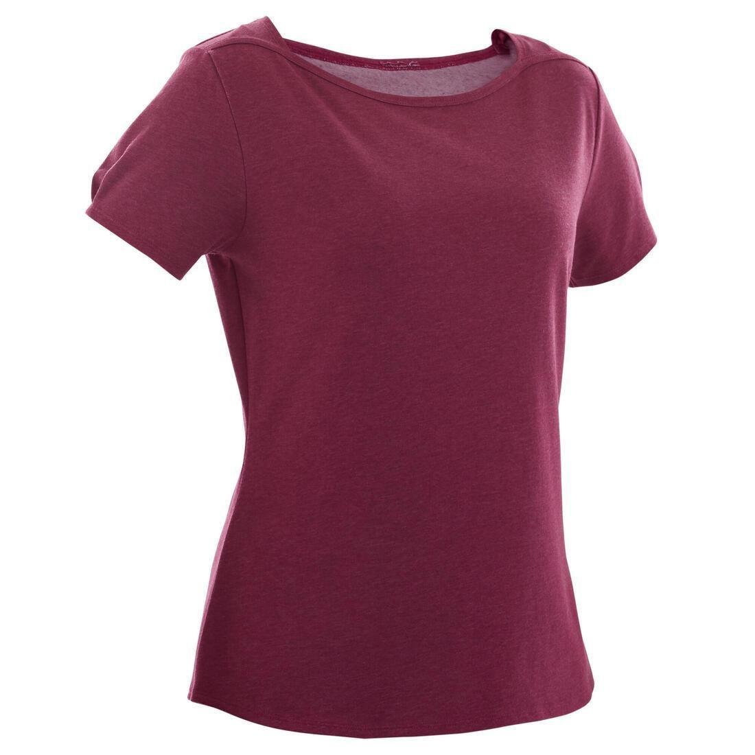 Boat Neck Stretch Cotton Fitness T-Shirt, Black, , large image number 7