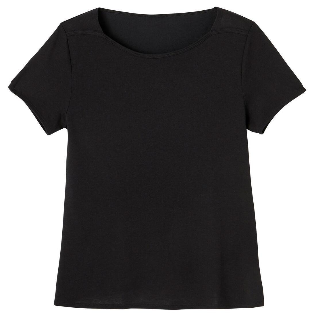 Boat Neck Stretch Cotton Fitness T-Shirt, Black, , large image number 11