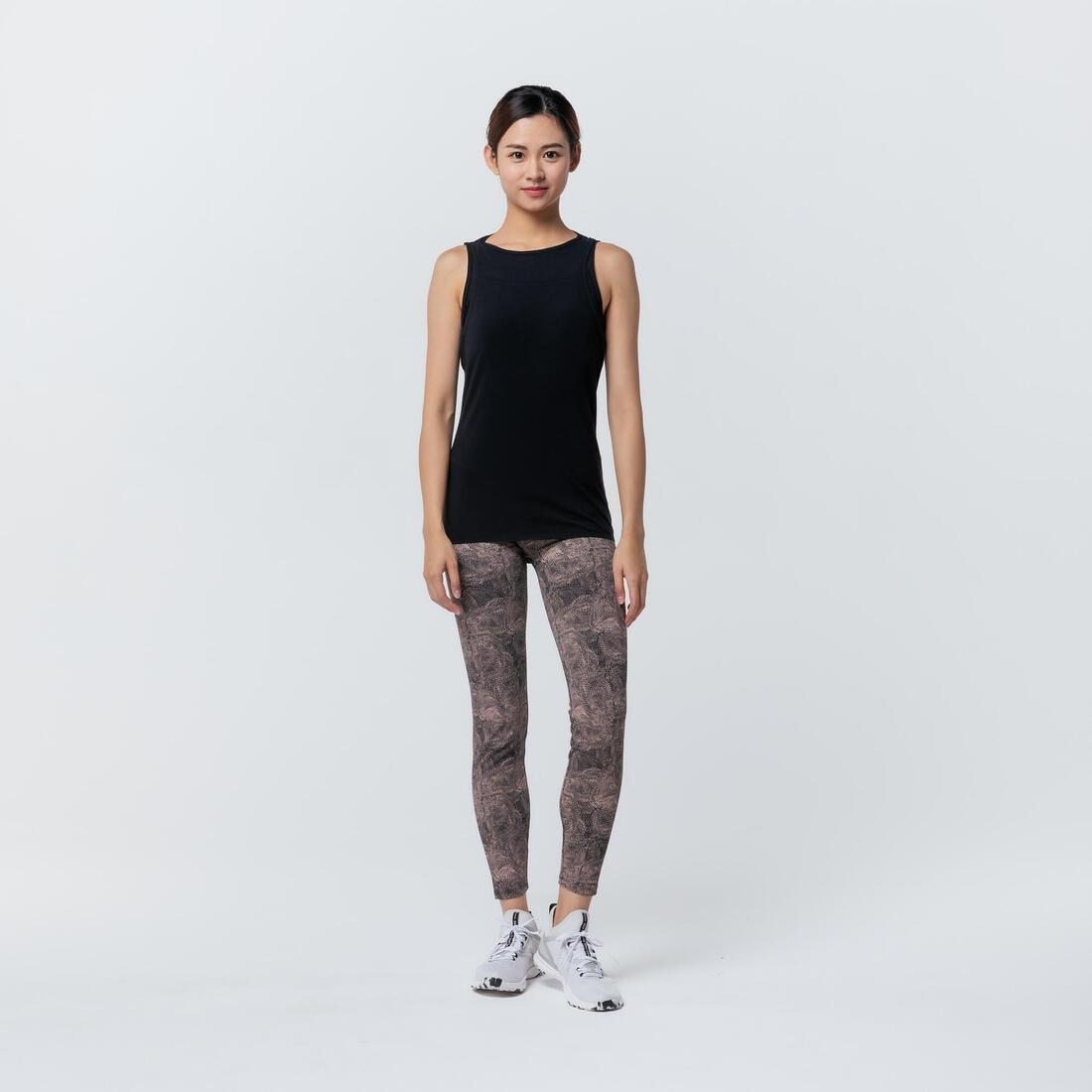 Stretchy Cotton Fitness Tank Top With Built-In Bra, Black, No Color, large image number 1