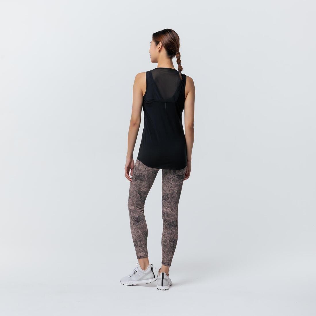 Stretchy Cotton Fitness Tank Top With Built-In Bra, Black, No Color, large image number 2