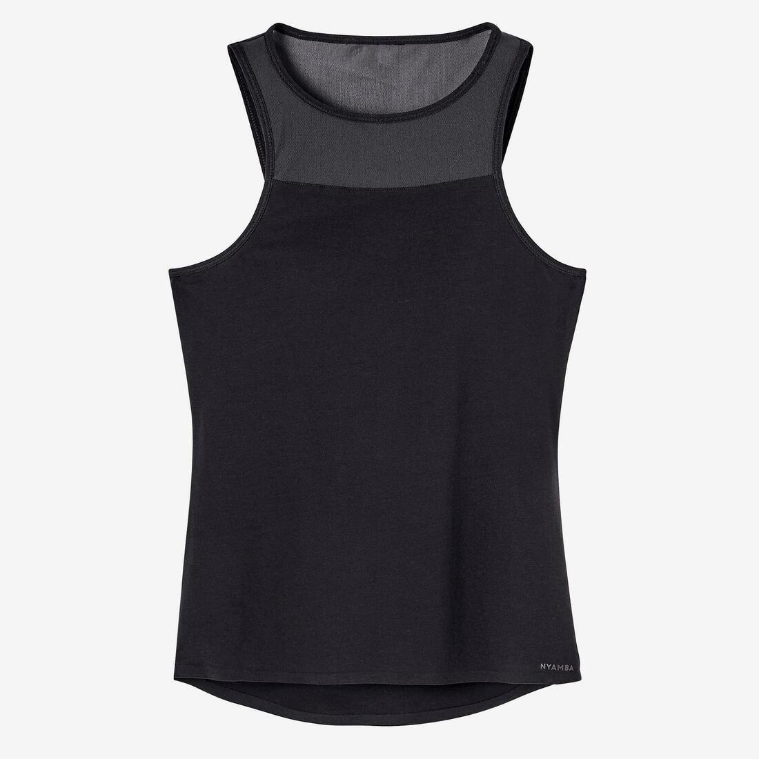 Stretchy Cotton Fitness Tank Top With Built-In Bra, Black, No Color, large image number 7