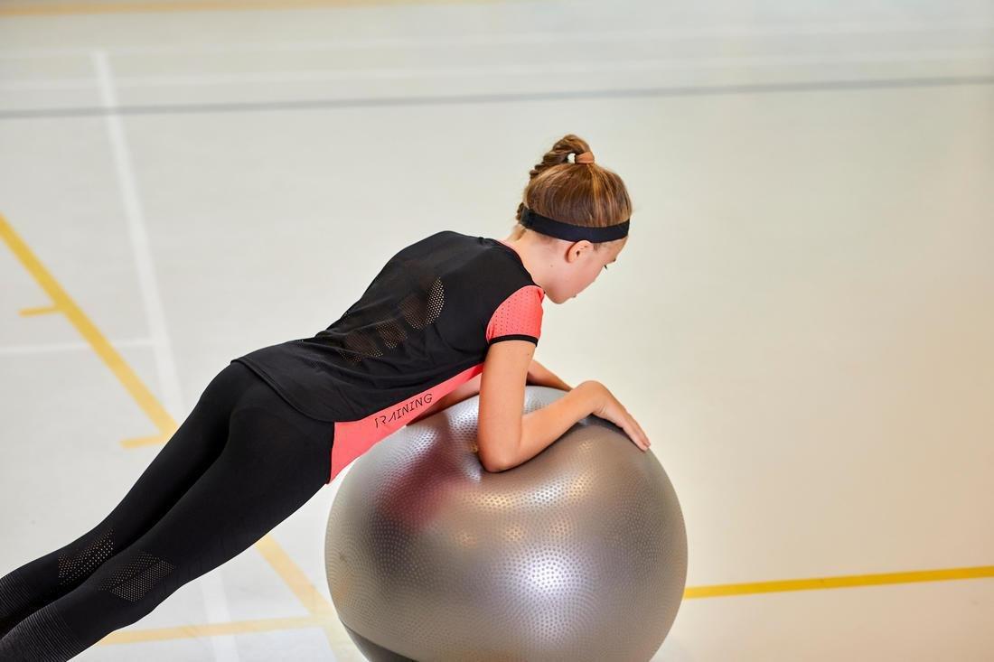 Kids Girls Breathable Gym T-Shirt - S580, Black, No Color, large image number 6