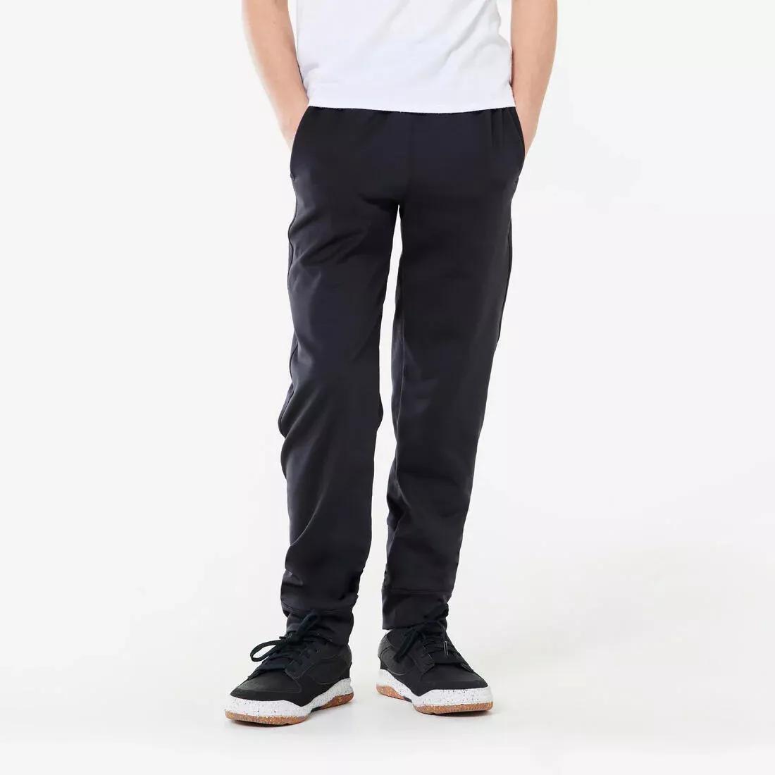 Kids Warm Breathable Slim-Fit Jogging Bottoms, Black, , large image number 0