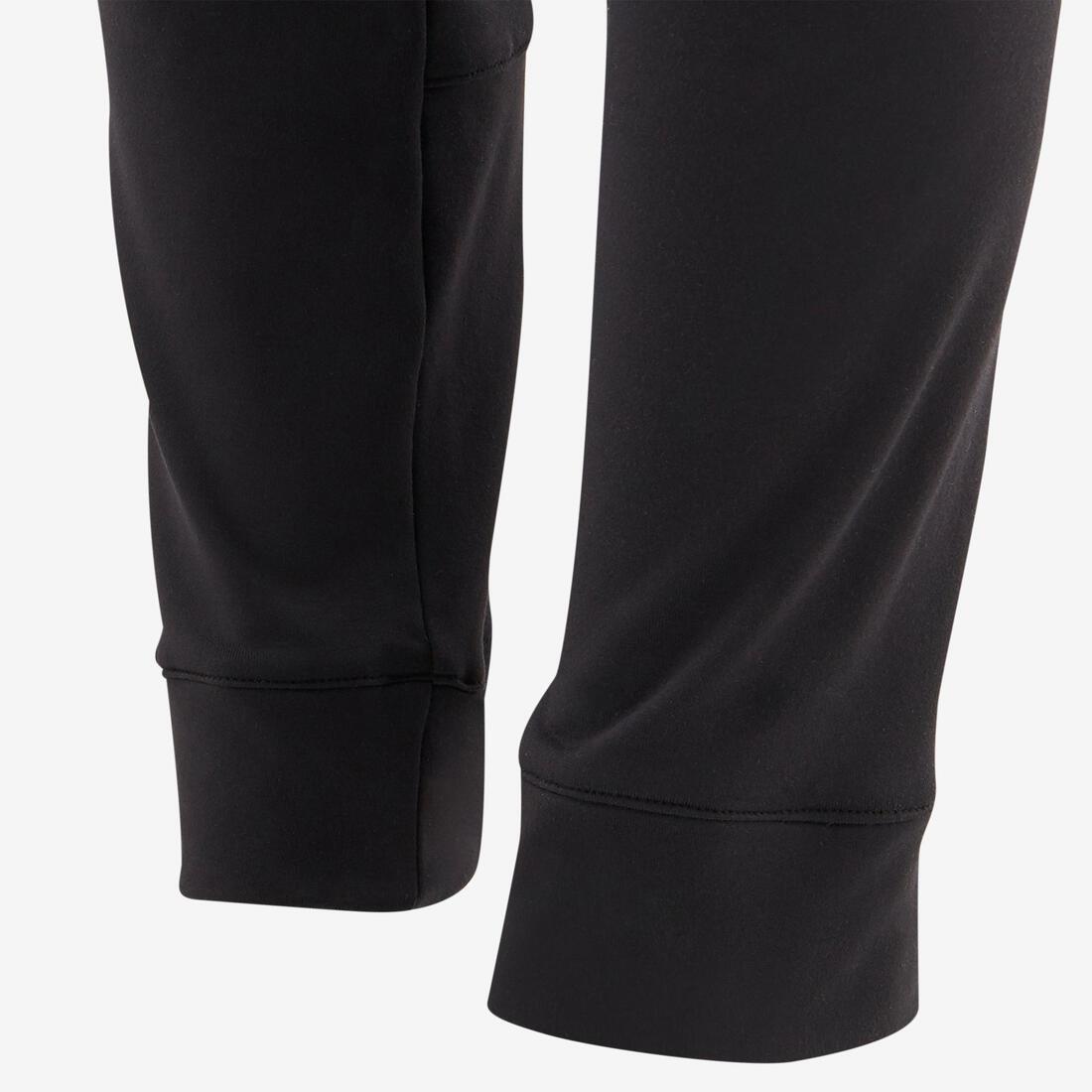 Kids Warm Breathable Slim-Fit Jogging Bottoms, Black, No Color, large image number 4
