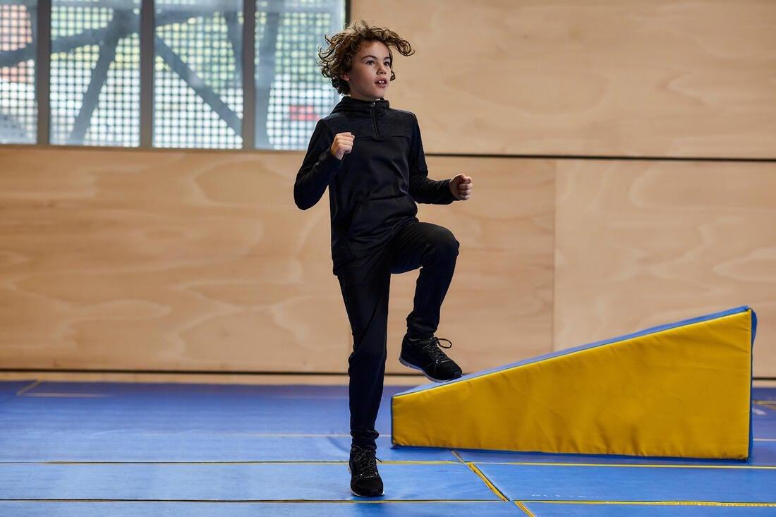 Kids Warm Breathable Slim-Fit Jogging Bottoms, Black, No Color, medium