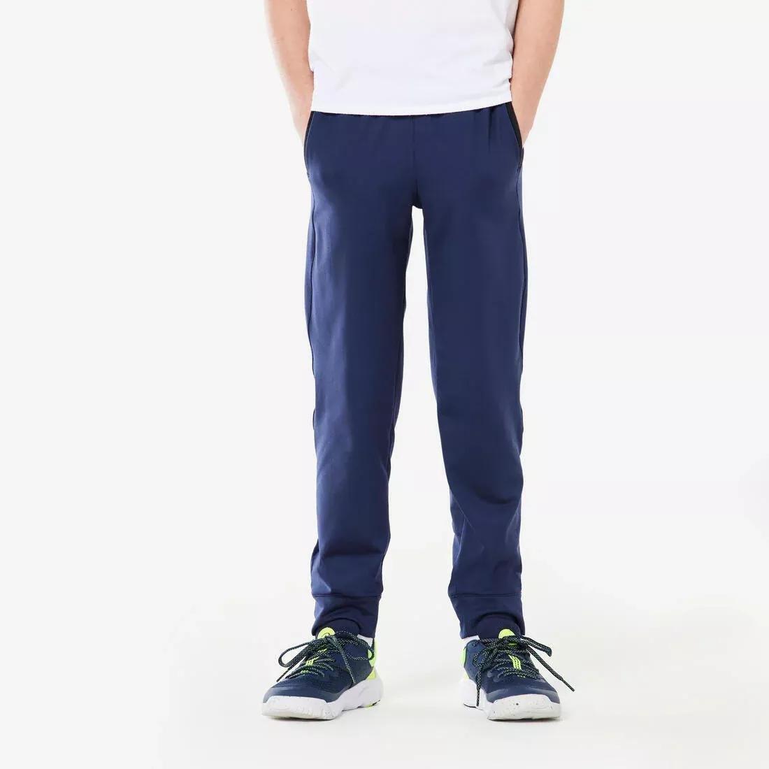 NAVY BLUE Kids' Warm Breathable Jogging Bottoms, No Color, large image number 0