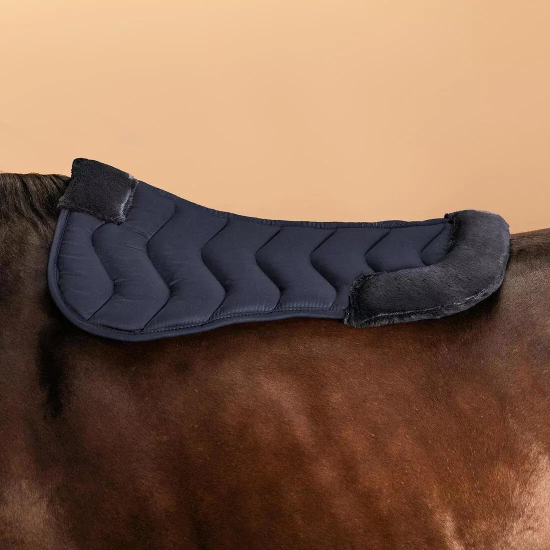 Horse And Pony Synthetic Sheepskin Saddle Pad100, Blue, No Color, large image number 0