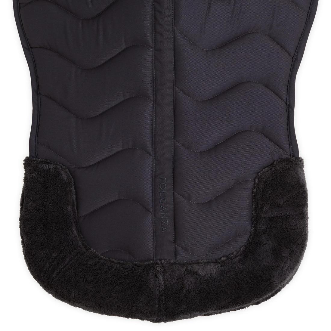 Horse And Pony Synthetic Sheepskin Saddle Pad100, Blue, No Color, large image number 2