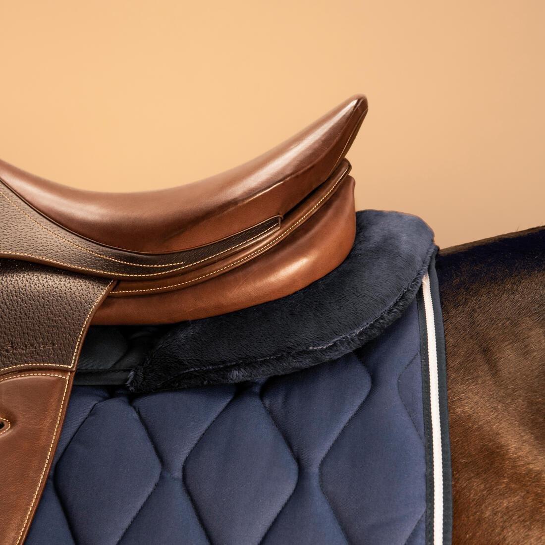 Horse And Pony Synthetic Sheepskin Saddle Pad100, Blue, No Color, large image number 3