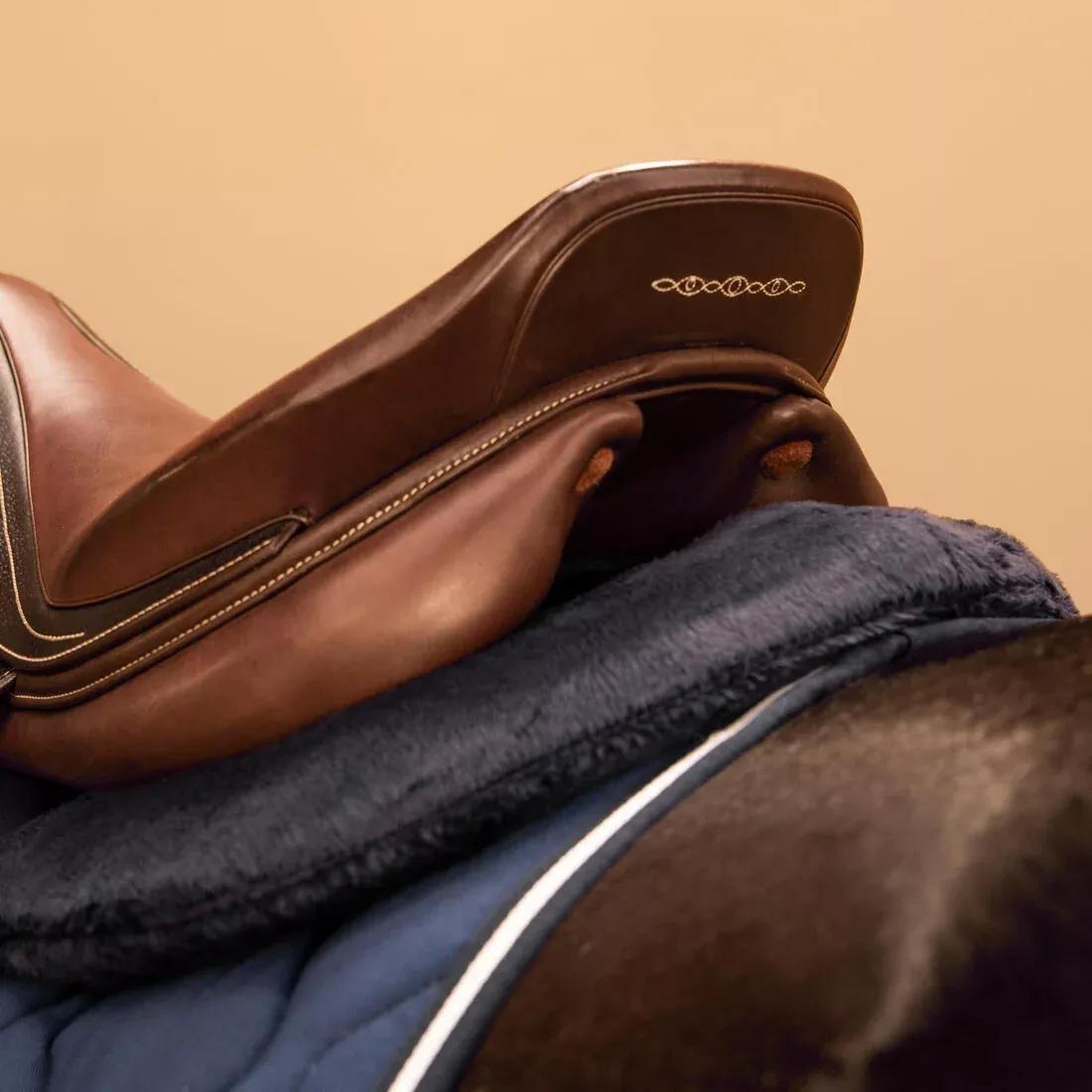 Horse And Pony Synthetic Sheepskin Saddle - PAD100, Blue, No Color, large image number 4