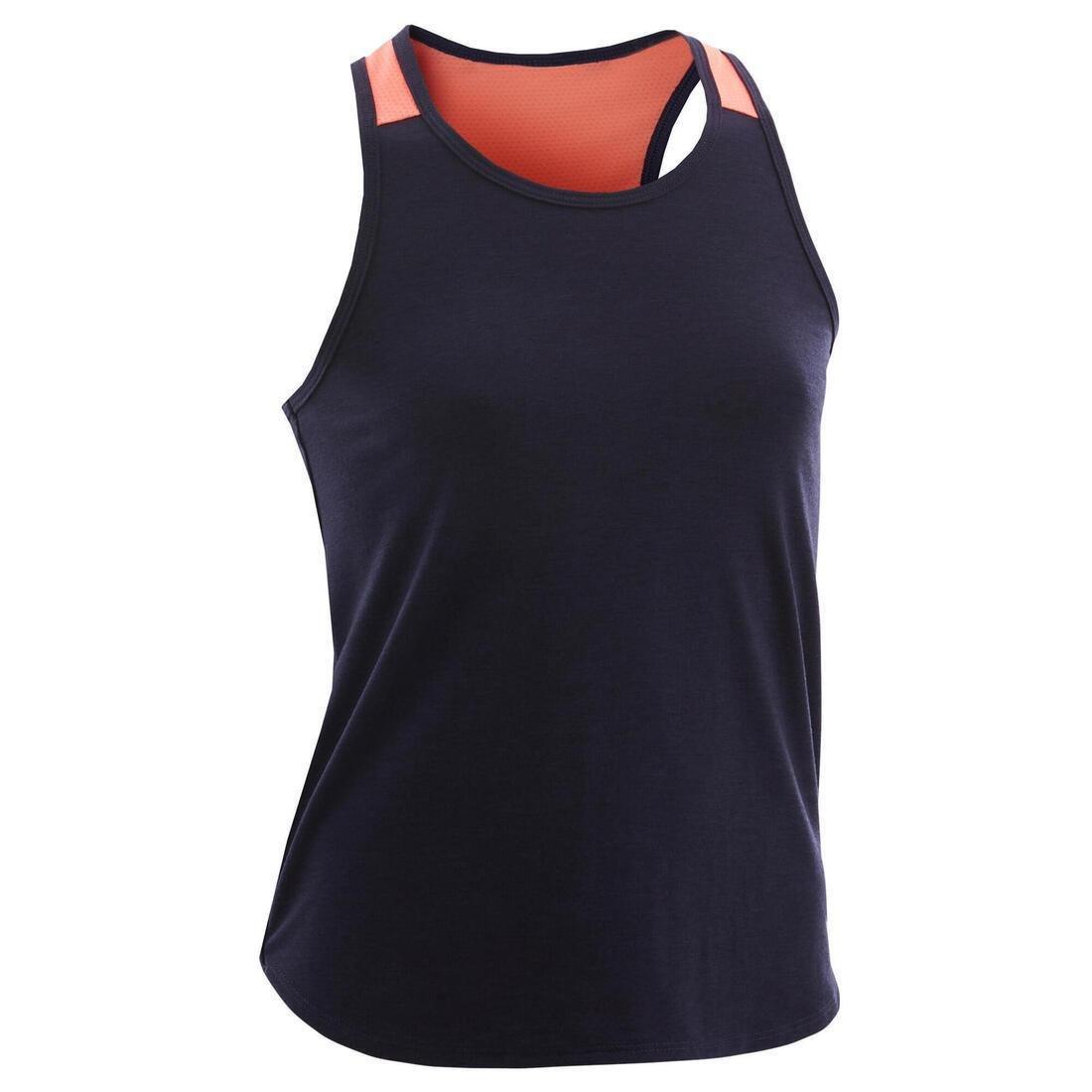 Girls Breathable Gym Tank Top 500 Print, Navy Blue, No Color, large image number 0