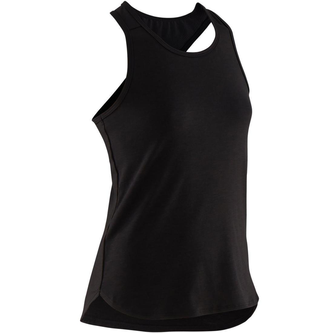 Girls Breathable Gym Tank Top 500 Print, Navy Blue, No Color, large image number 3