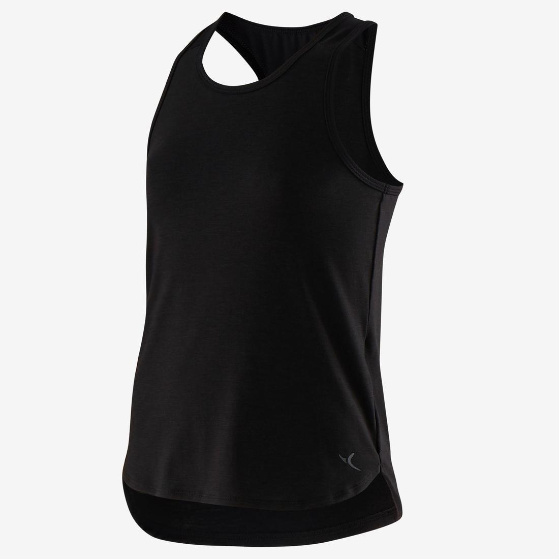 Girls Breathable Gym Tank Top 500 Print, Navy Blue, No Color, large image number 5